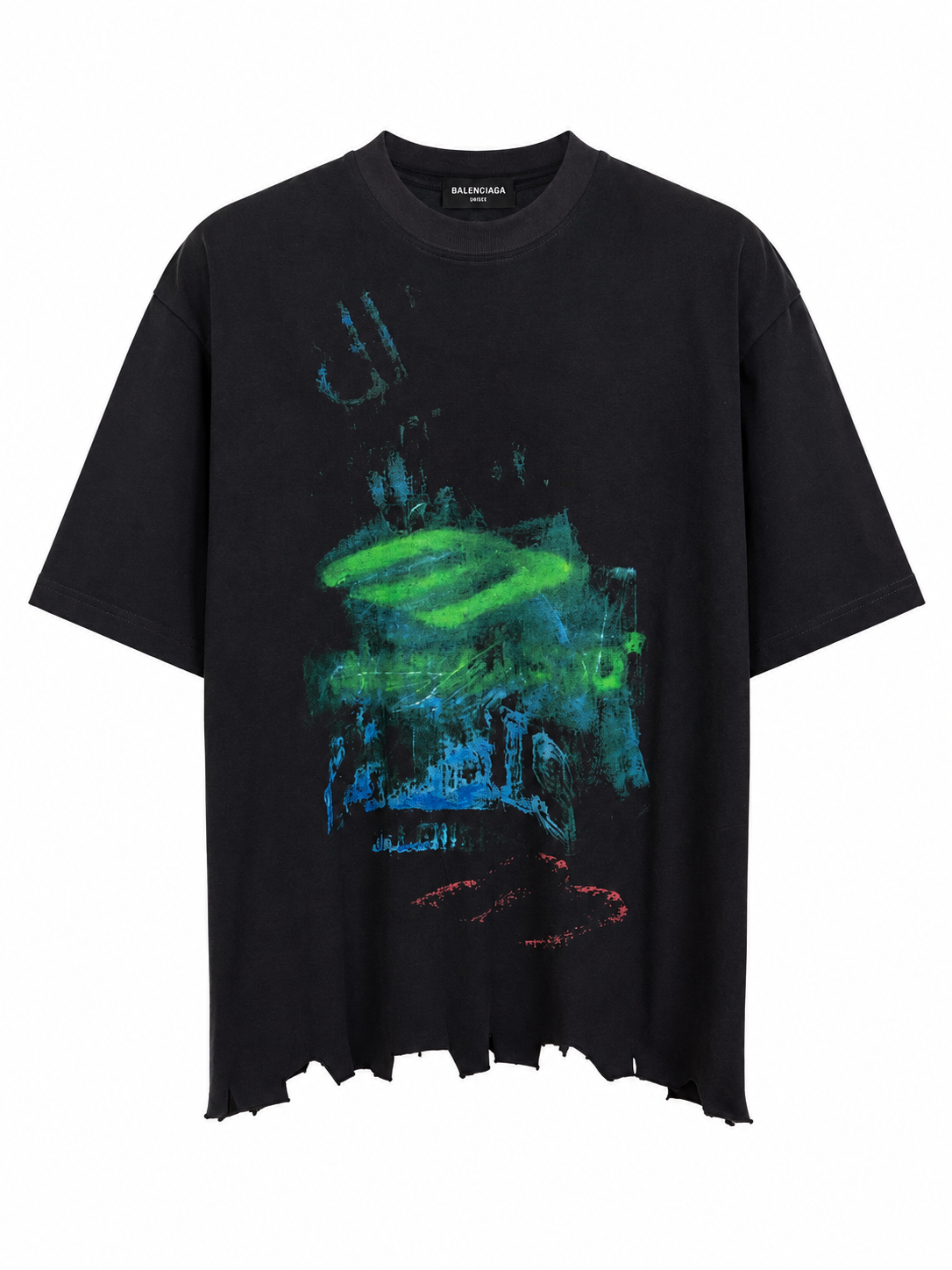 Balenciaga Paris Distressed Graphic T-Shirt-Black